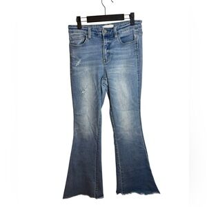 Vervet Blue Raw Hem Flare Leg Jeans